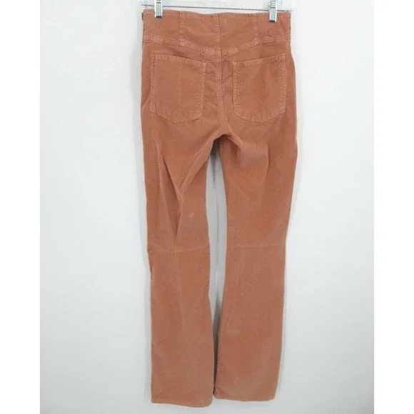 We the Free Pants Womens 28 Coral Corduroy‎ Straight Leg Side Zip Boho Western - Picture 2 of 12